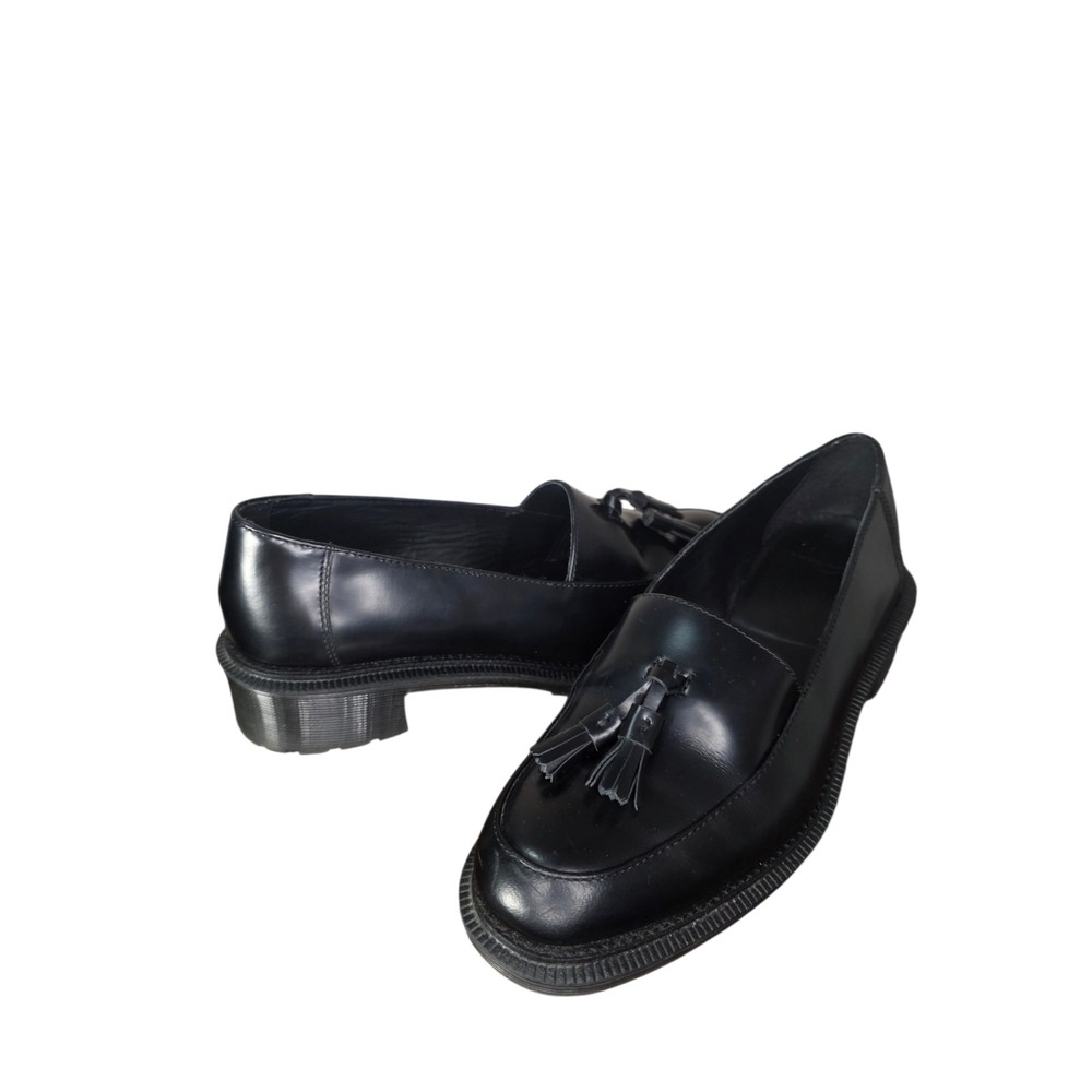 Dr. Martens Womens 8 Black Smooth Leather Favilla Tassel Slip On Loafer Shoes